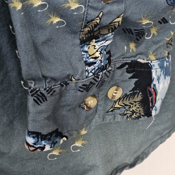 Men’s Michael Austin Rugged Wear Bass Fishing Shirt XL Teal Green Blue - Picture 6 of 13